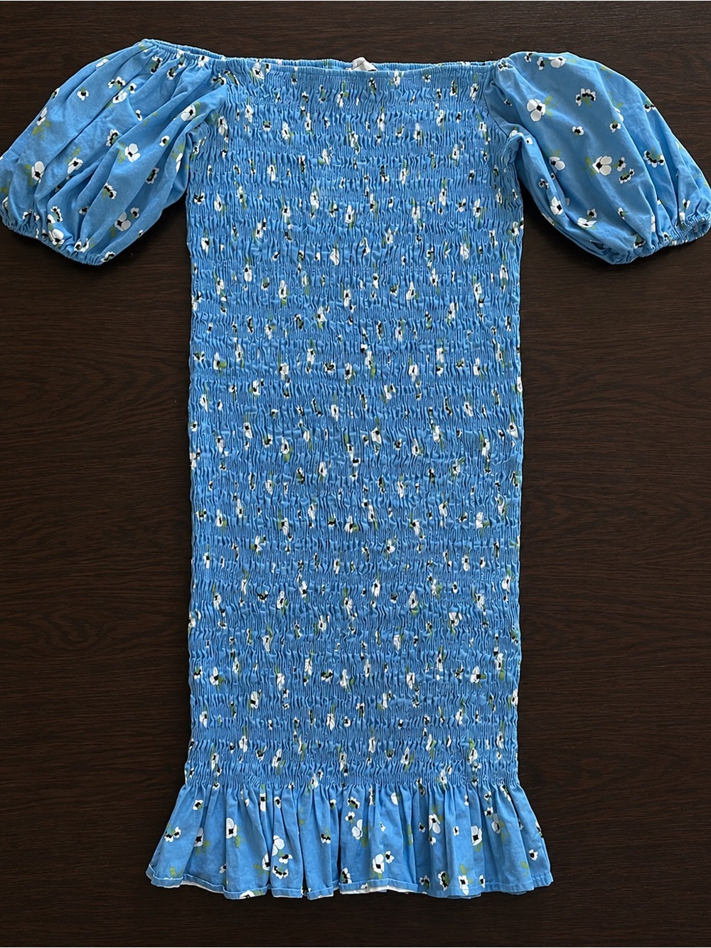 Never Fully Dressed 100% Cotton Jojo Midi Dress Blue Floral Curve-Hugging 14
